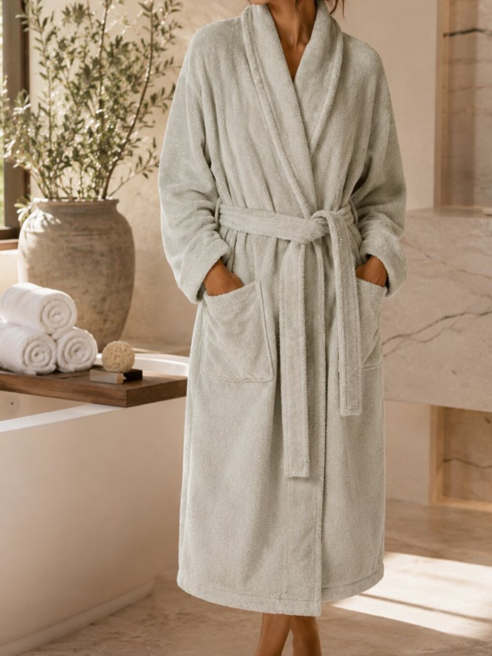 Restoration Hardware Turkish Cotton Terry Robe Sage Green S/M